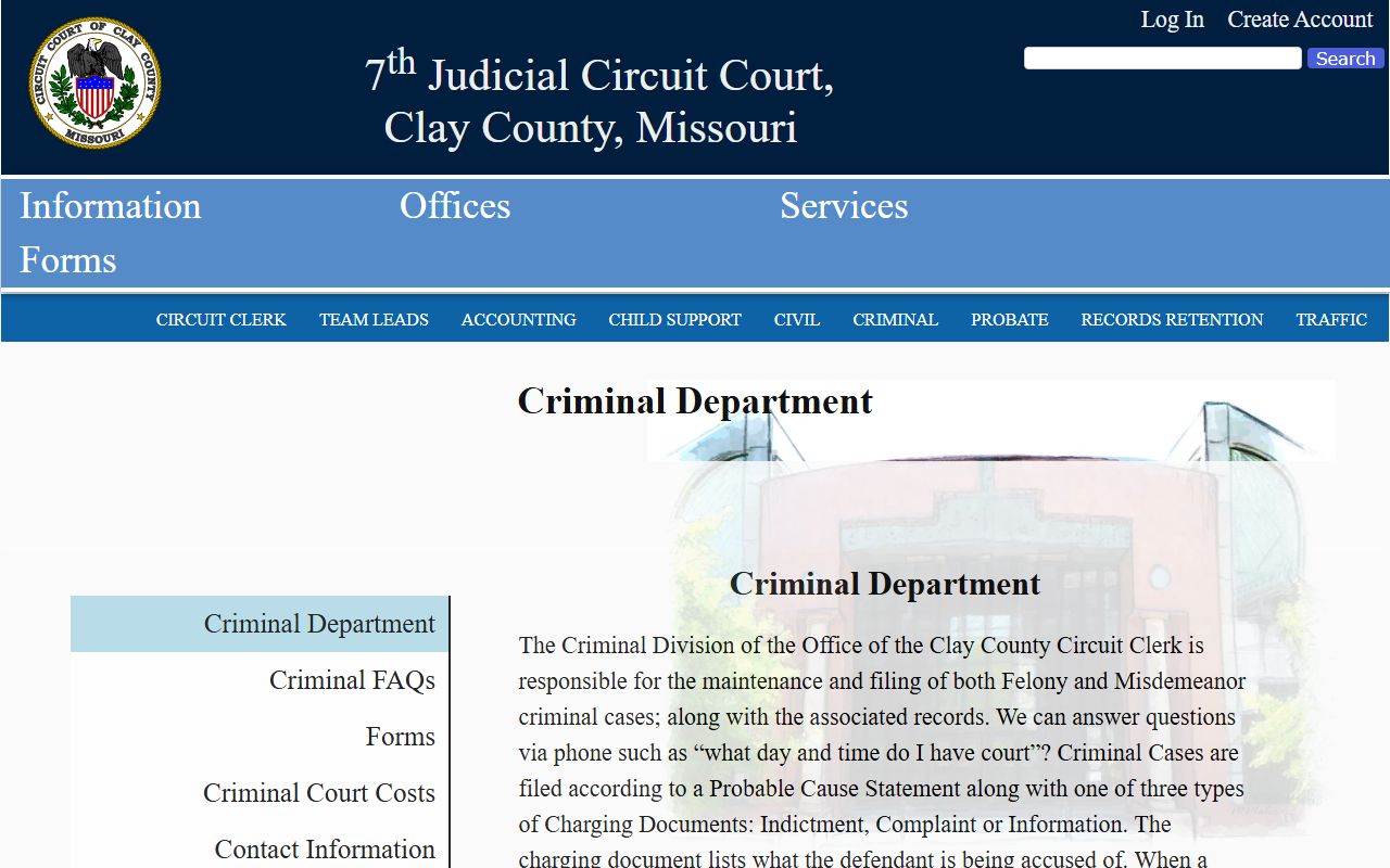Clay County arrest records and criminal department page for the Seventh Judicial Circuit