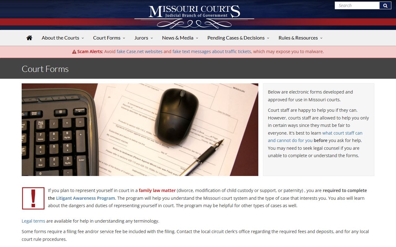 Clay County Circuit Clerk Missouri Courts forms page