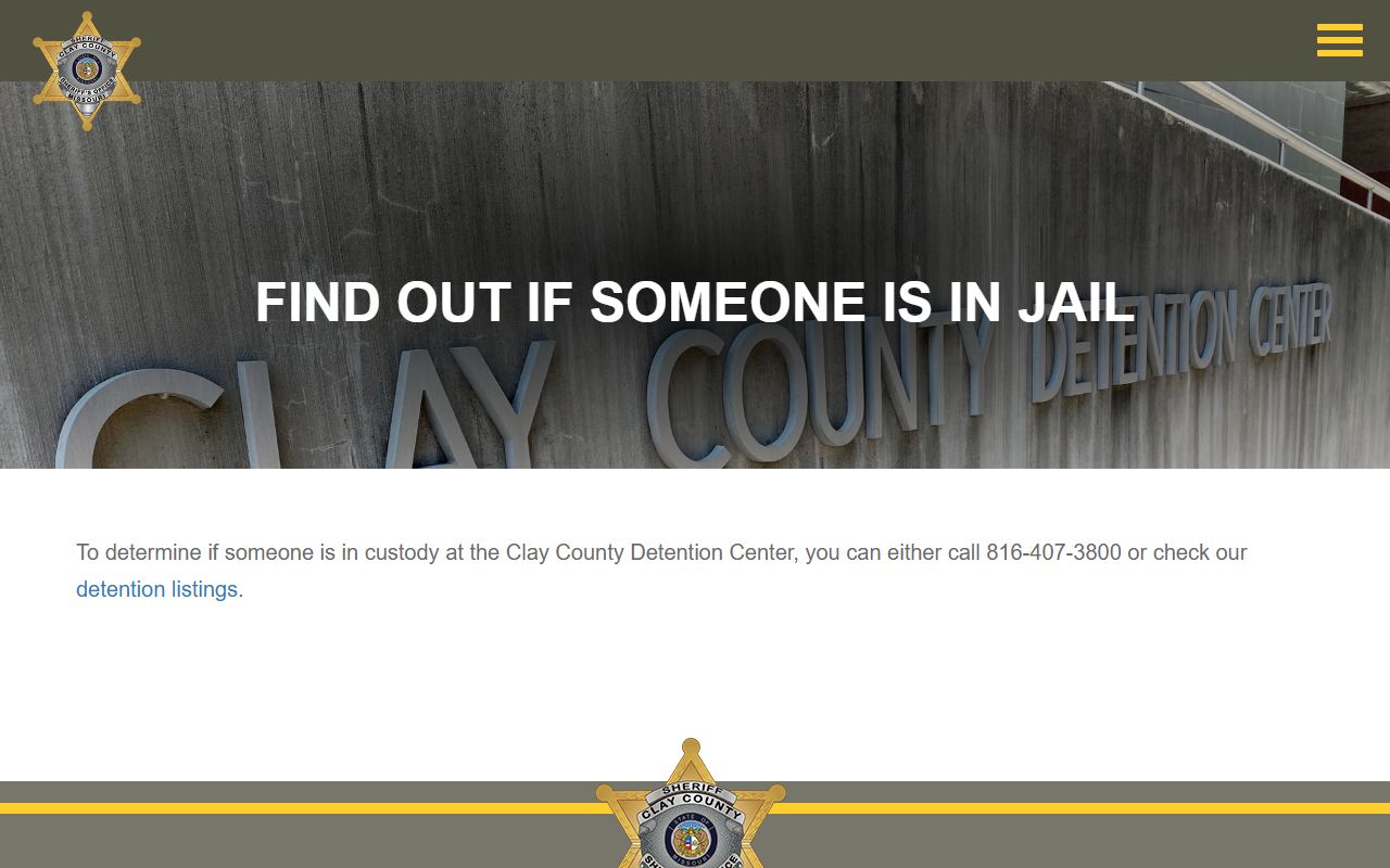 Clay County inmate records and jail roster page from the Sheriff's Office