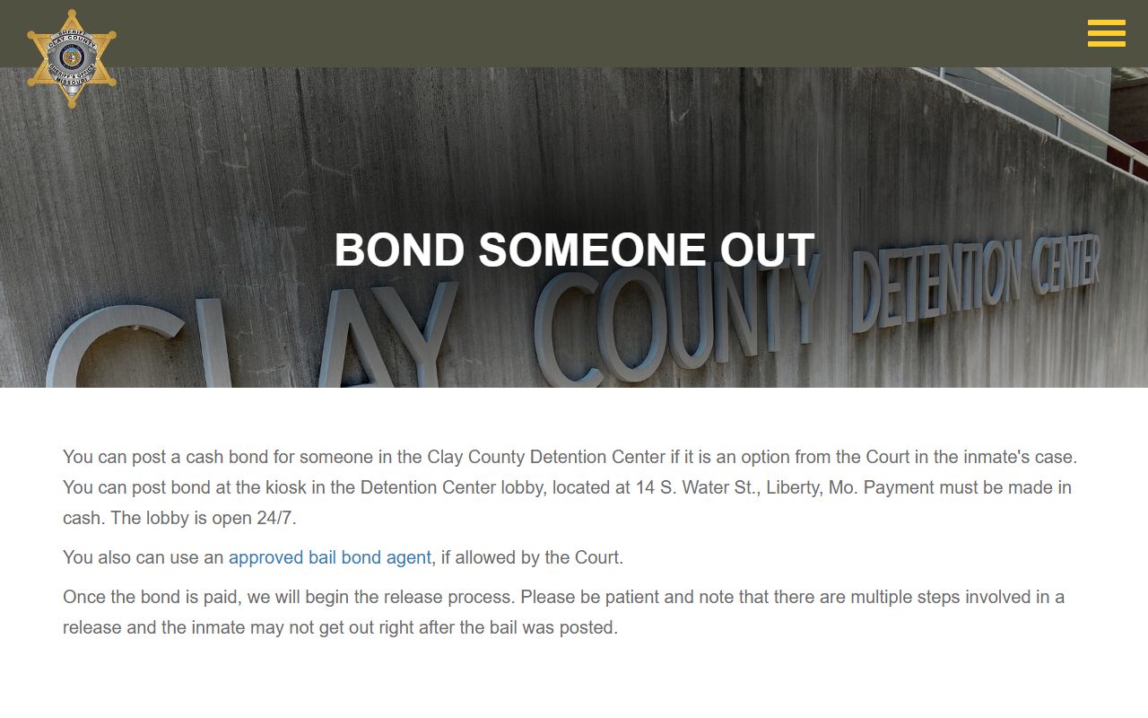 Clay County inmate records bond information page
